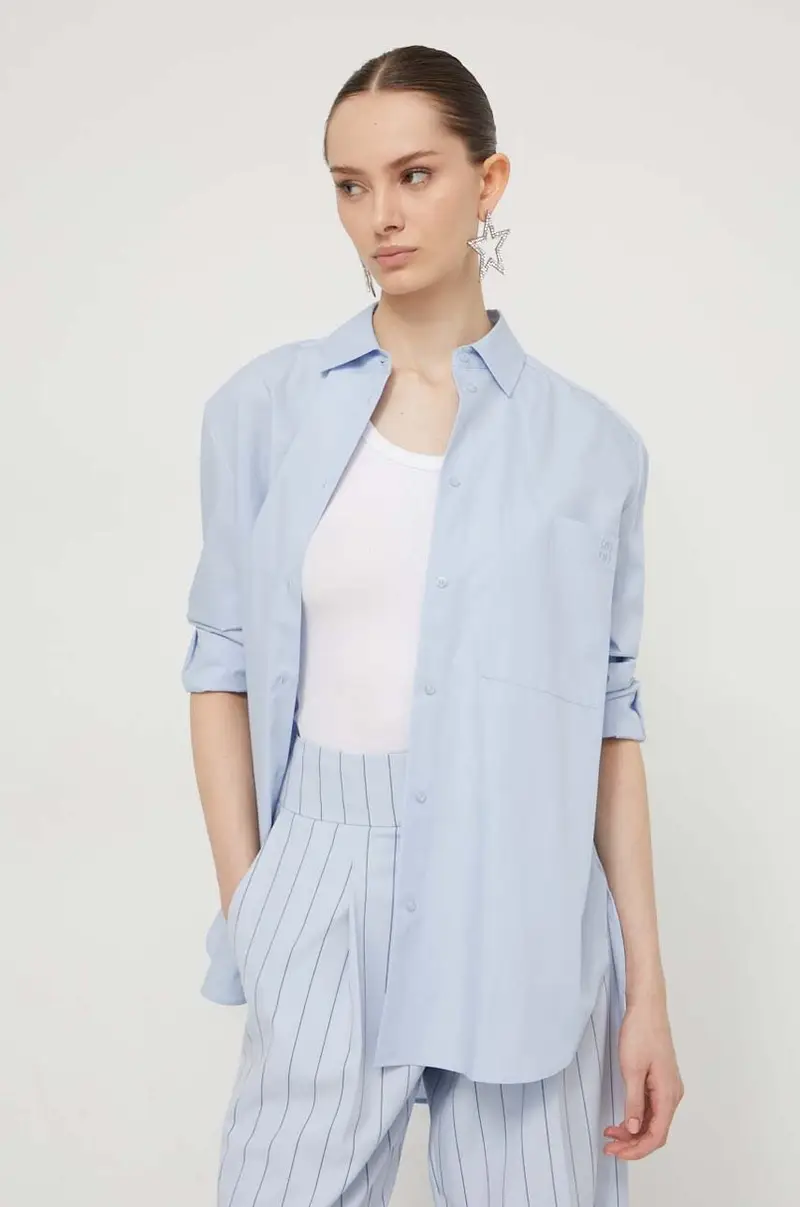 camicia in cotone donna colore blu