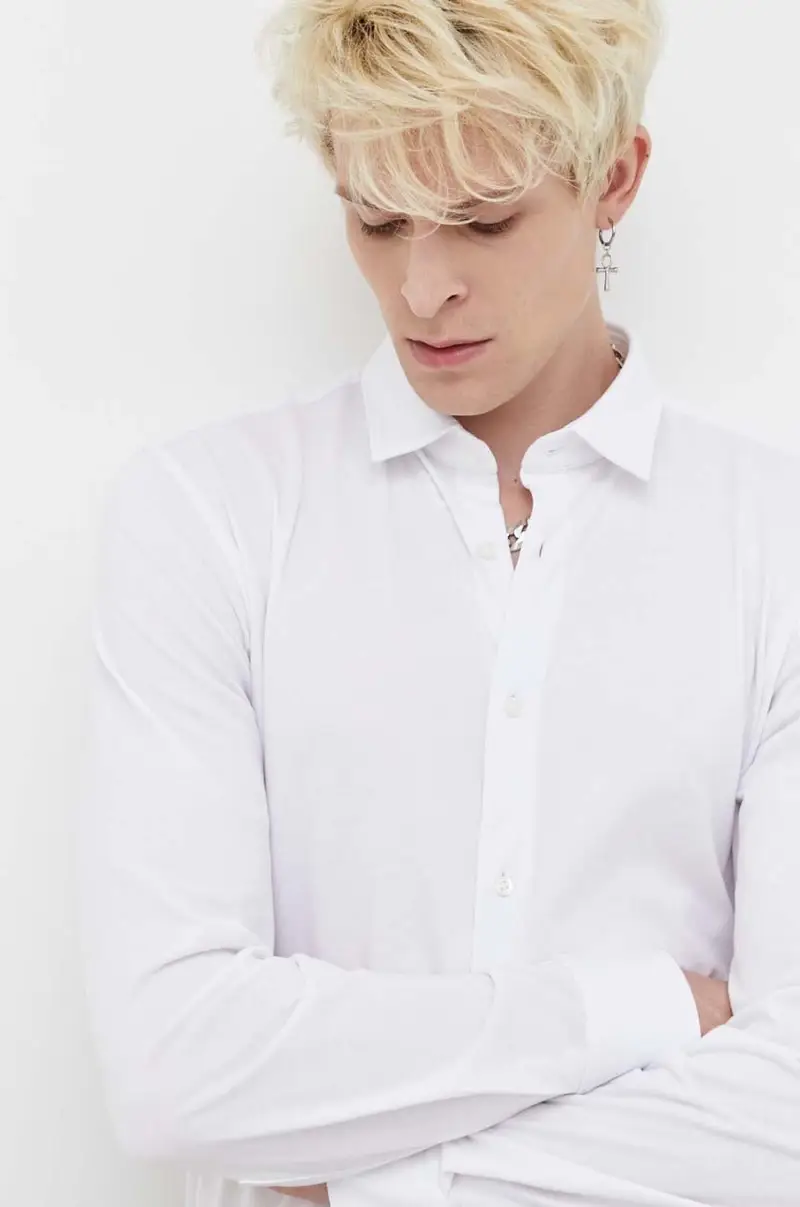 camicia in cotone uomo Bianco