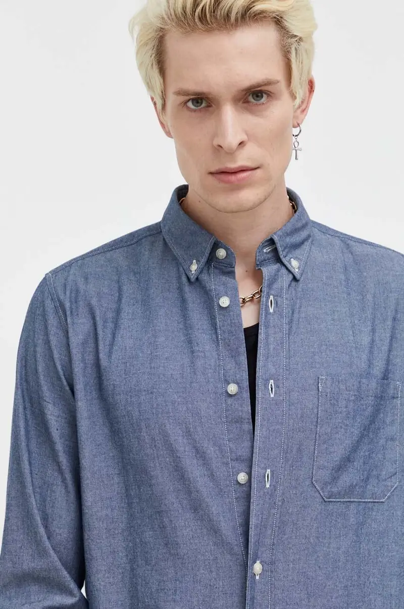 camicia in cotone uomo Blu
