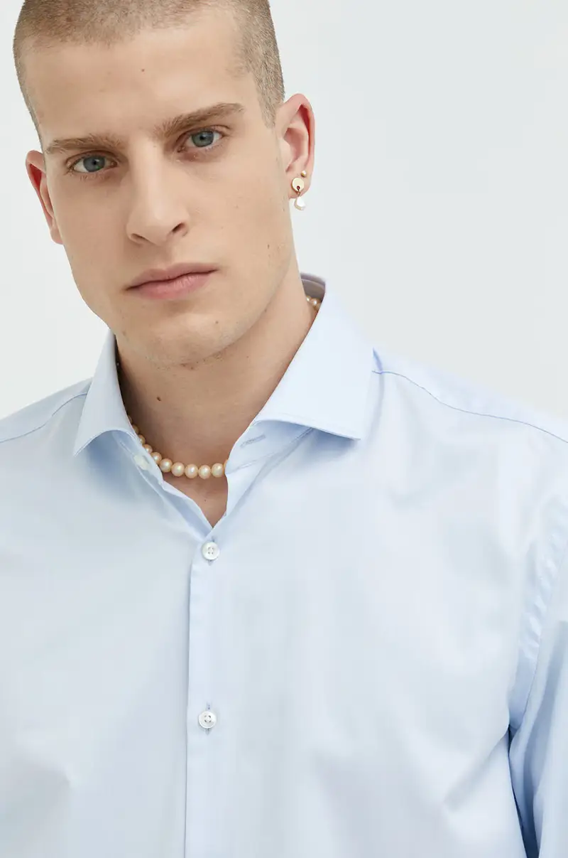 camicia in cotone uomo Blu