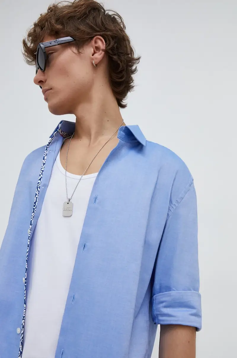 camicia in cotone uomo colore blu