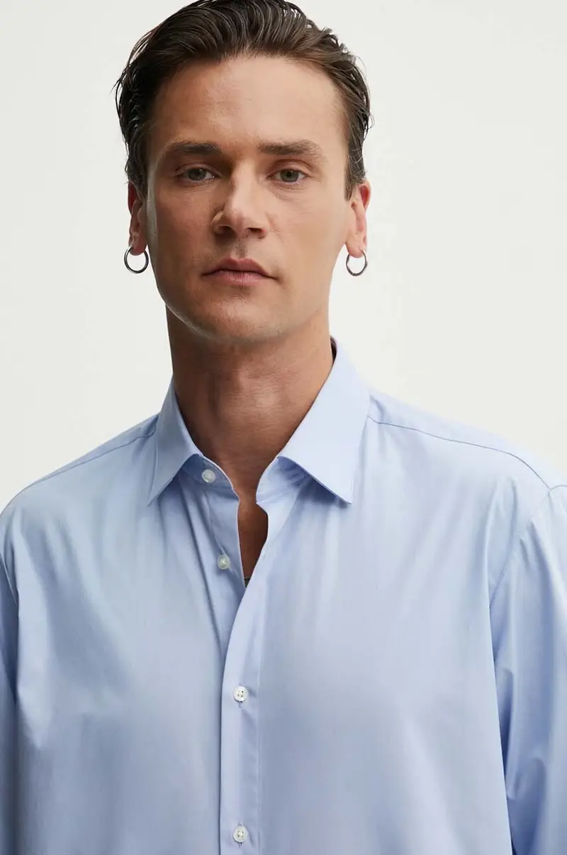 camicia in cotone uomo colore blu 50519812 miniatura 4