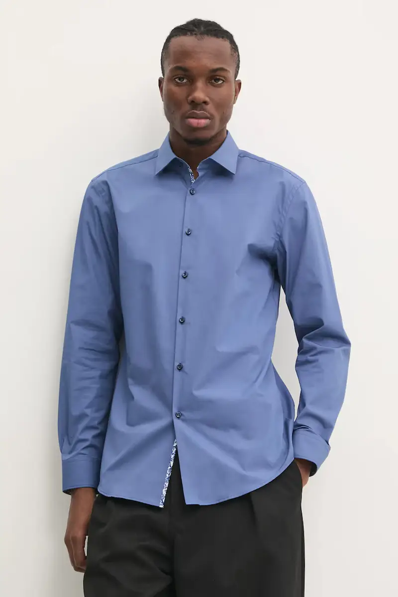 camicia in cotone uomo colore blu 50534044