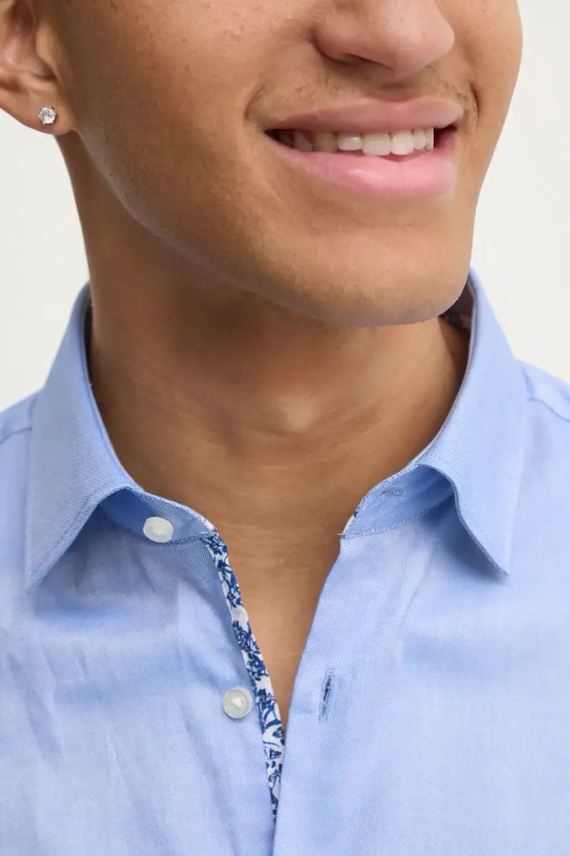 camicia in cotone uomo colore blu 50534066 miniatura 2