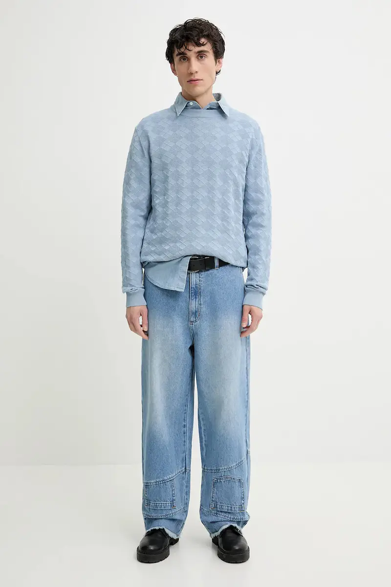 camicia in cotone uomo colore blu 50539312 miniatura 2