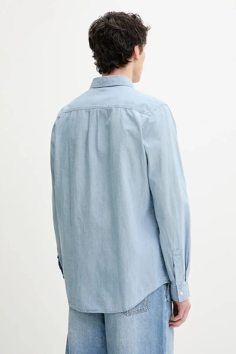 camicia in cotone uomo colore blu 50539312 miniatura 3