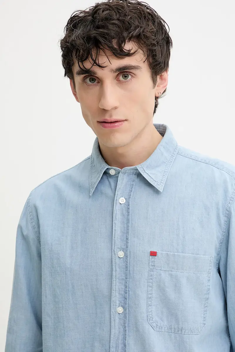 camicia in cotone uomo colore blu 50539312 miniatura 4