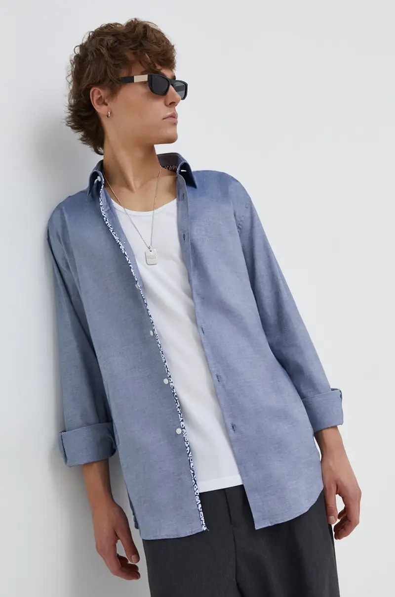 camicia in cotone uomo colore blu Grigio