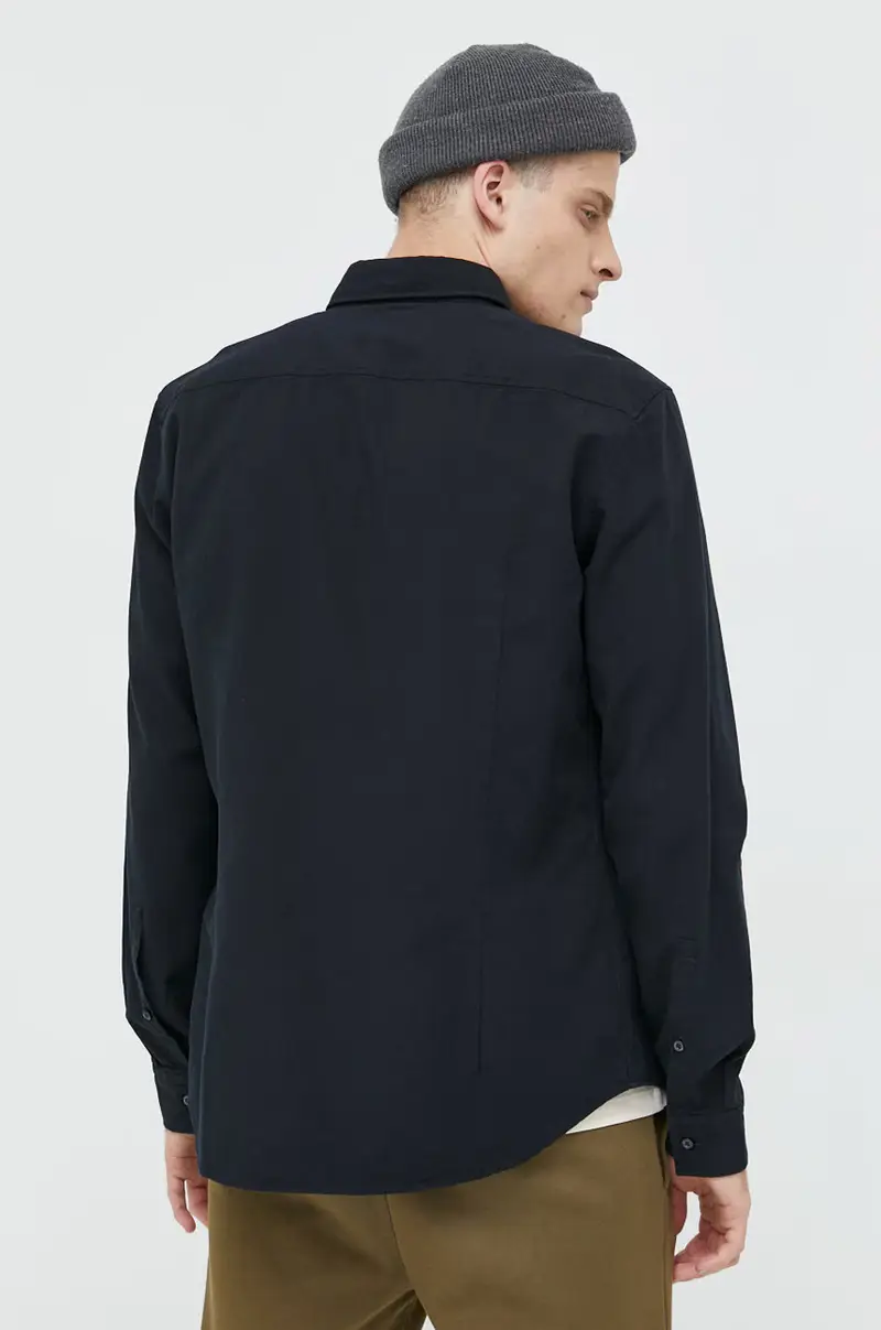 camicia in cotone uomo colore nero miniatura 3