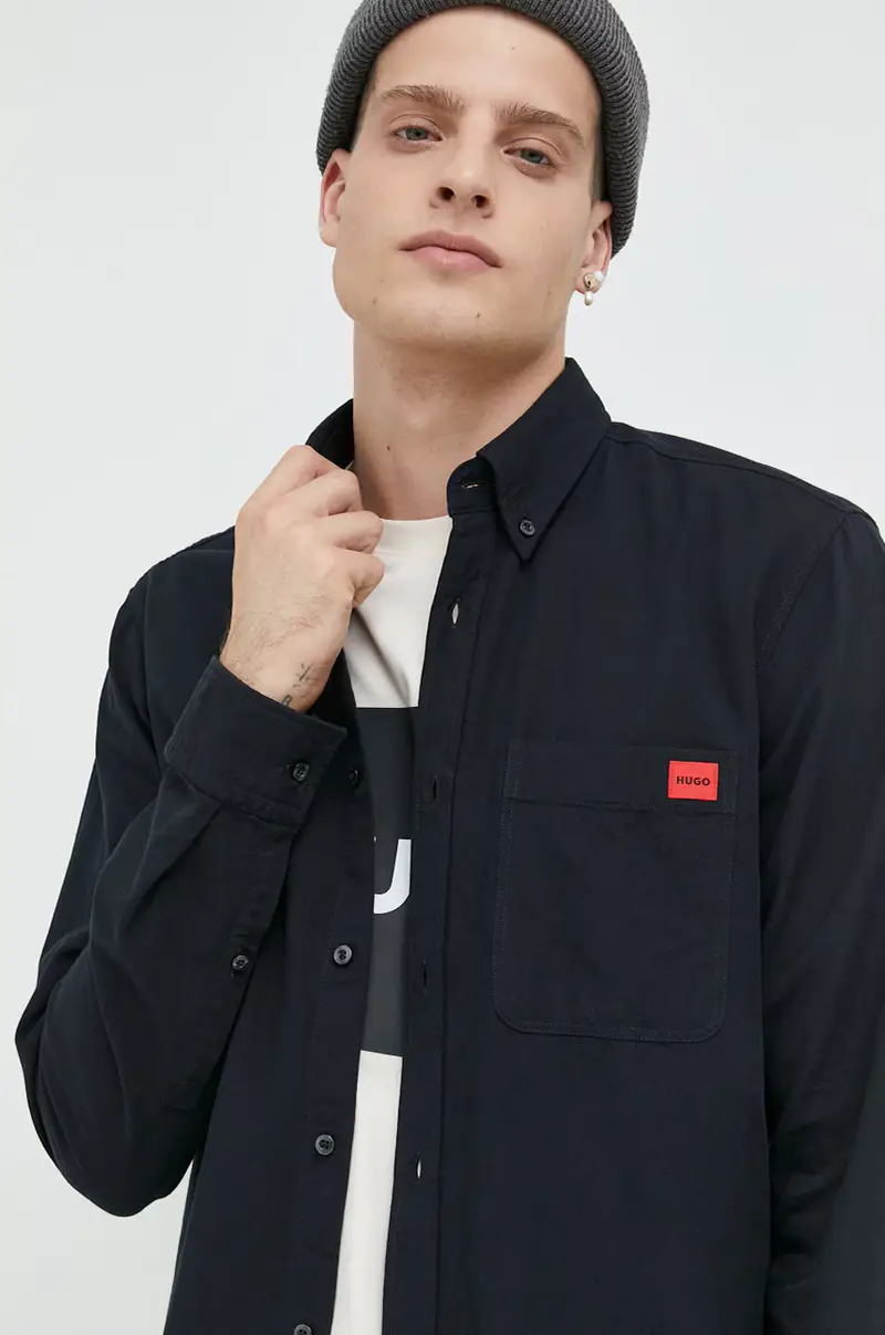 camicia in cotone uomo colore nero