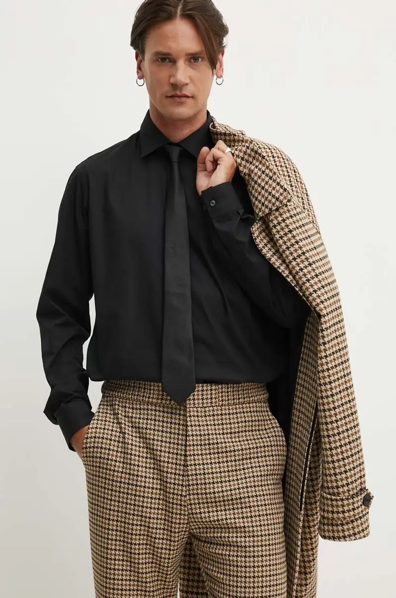 camicia in cotone uomo colore nero 50519812 miniatura 3