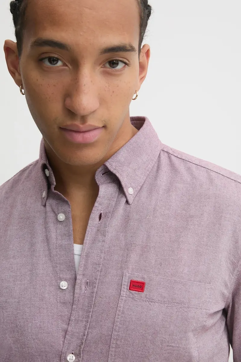 camicia in cotone uomo colore rosa miniatura 4