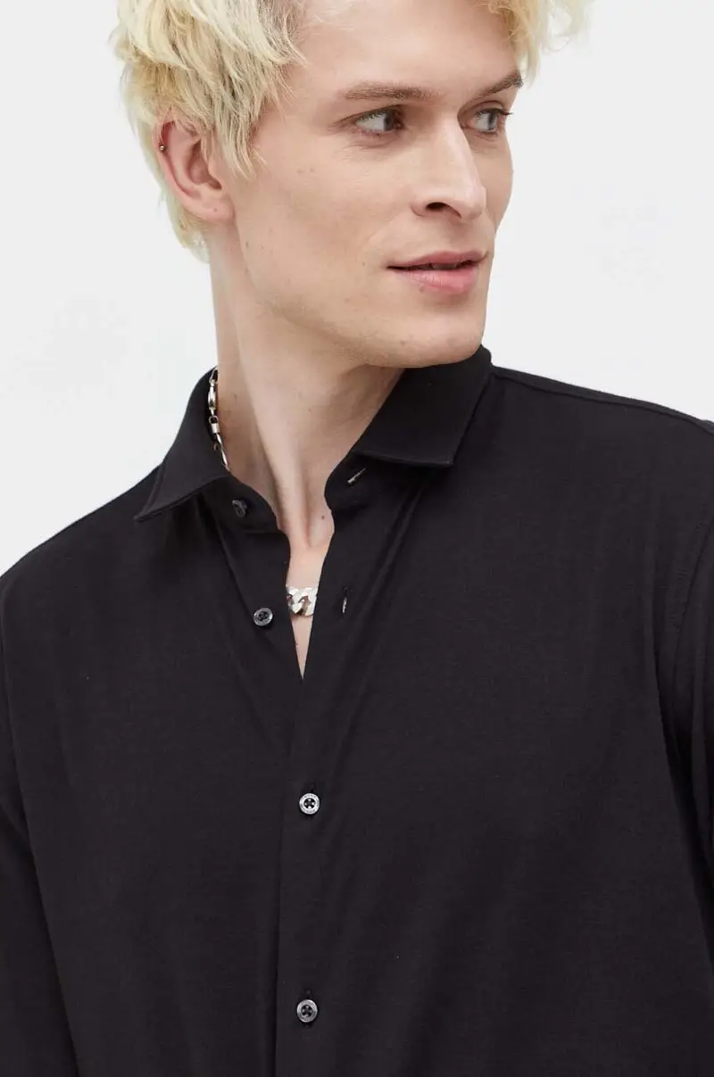 camicia in cotone uomo Nero