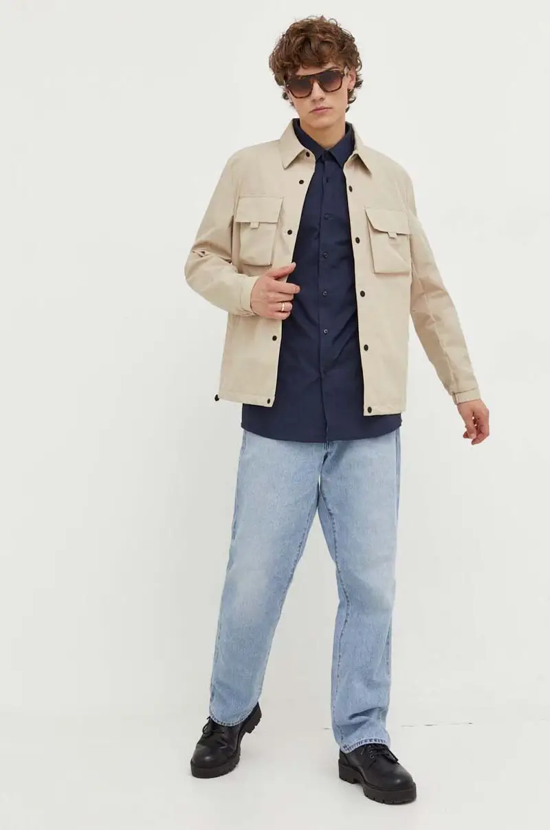 camicia uomo Blu navy miniatura 3