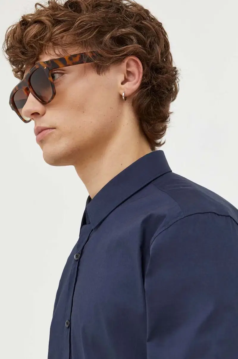 camicia uomo Blu navy miniatura 5