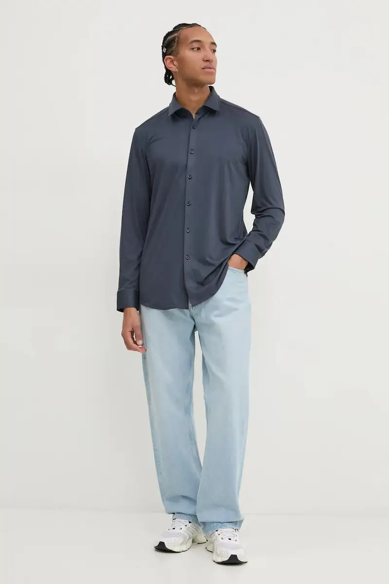 camicia uomo colore blu navy 50519844 miniatura 2