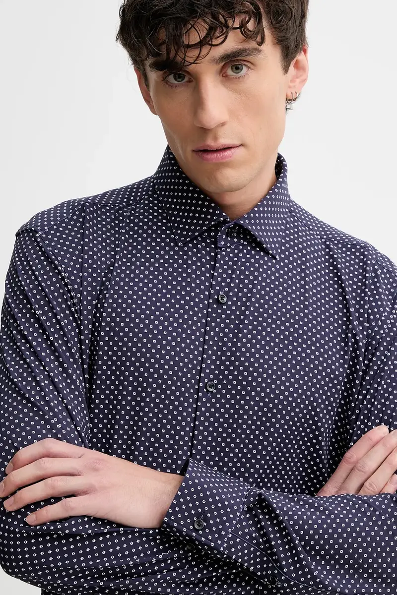 camicia uomo colore blu navy 50550524 miniatura 4