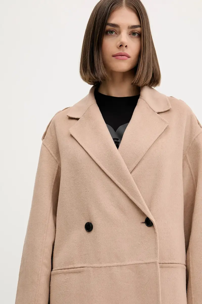 cappotto con aggiunta di lana colore beige 50542299 miniatura 4