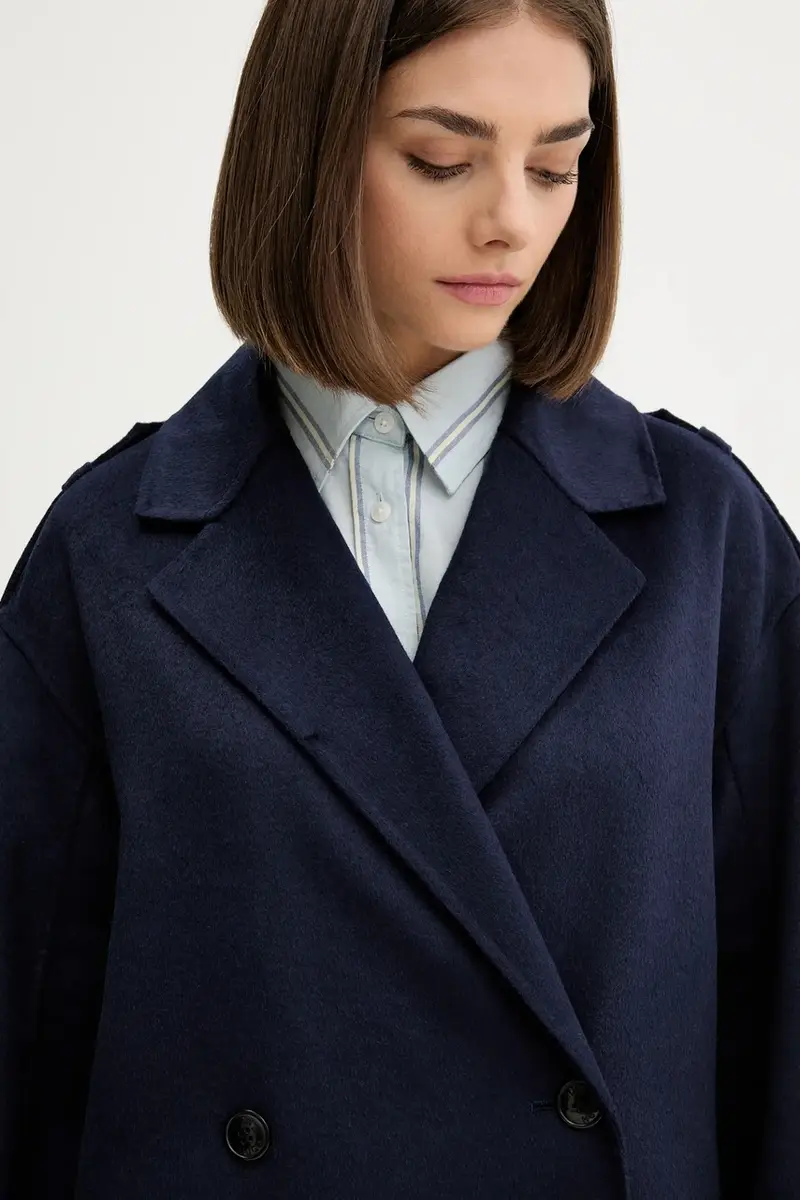 cappotto con aggiunta di lana colore blu navy 50542299 miniatura 4