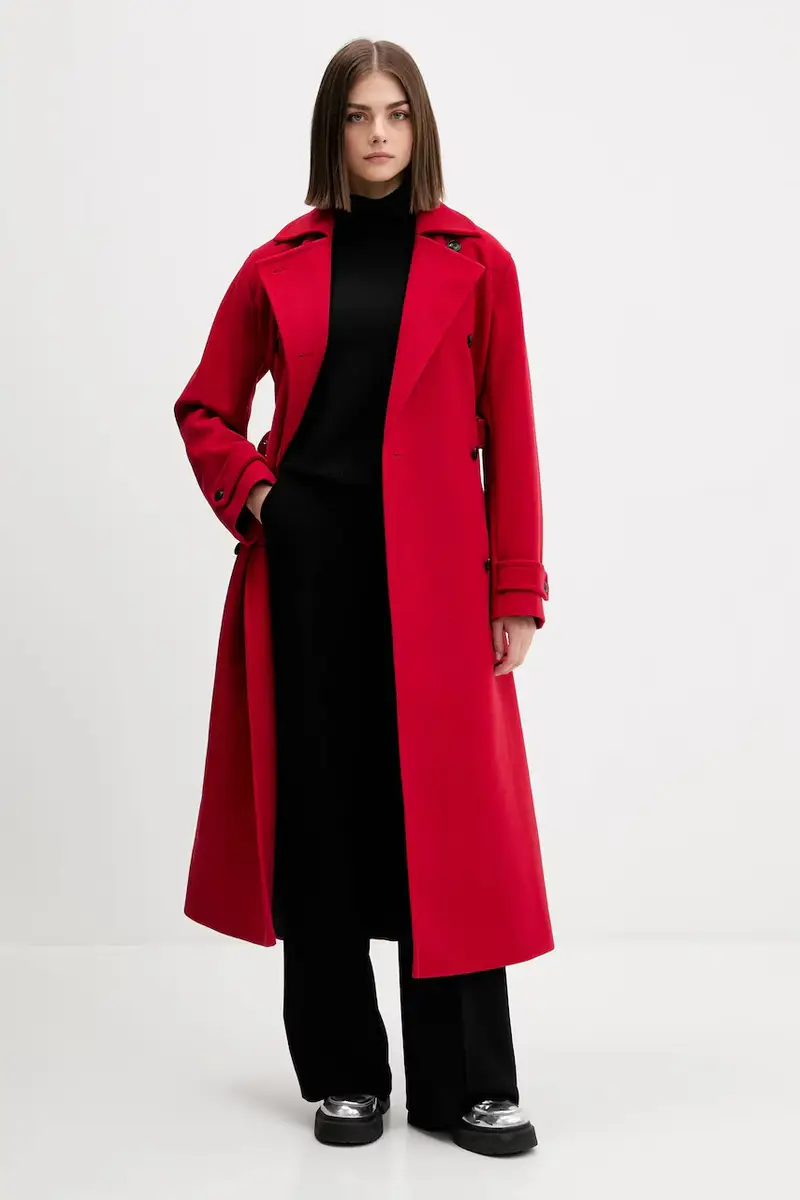 cappotto con aggiunta di lana colore rosso 50547616 miniatura 2