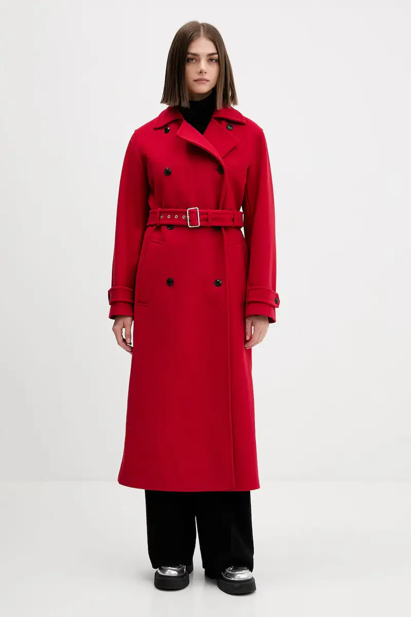 cappotto con aggiunta di lana colore rosso 50547616