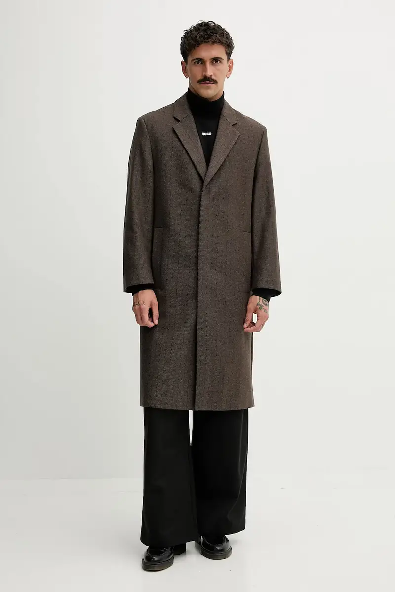 cappotto con aggiunta di lana uomo colore marrone 50542695