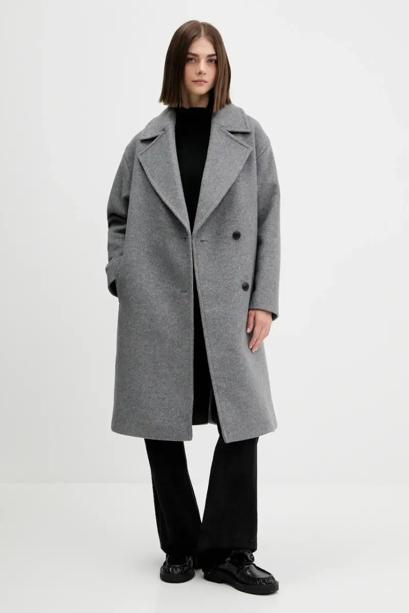 cappotto in lana colore grigio 50547612 miniatura 2