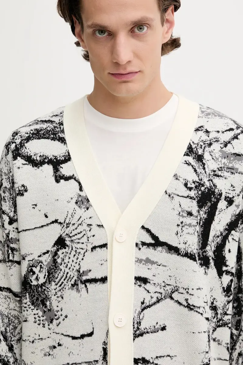 cardigan con lana colore nero 50546872 miniatura 4