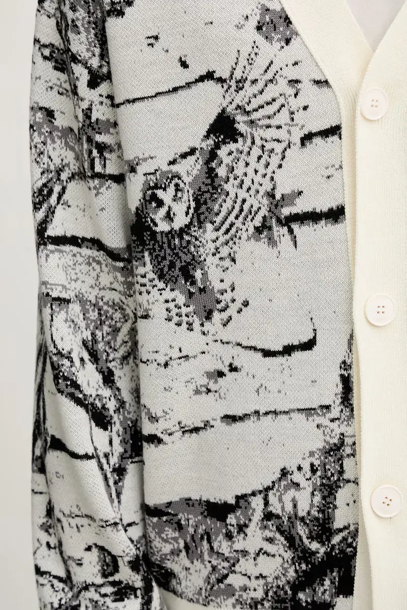 cardigan con lana colore nero 50546872 miniatura 5