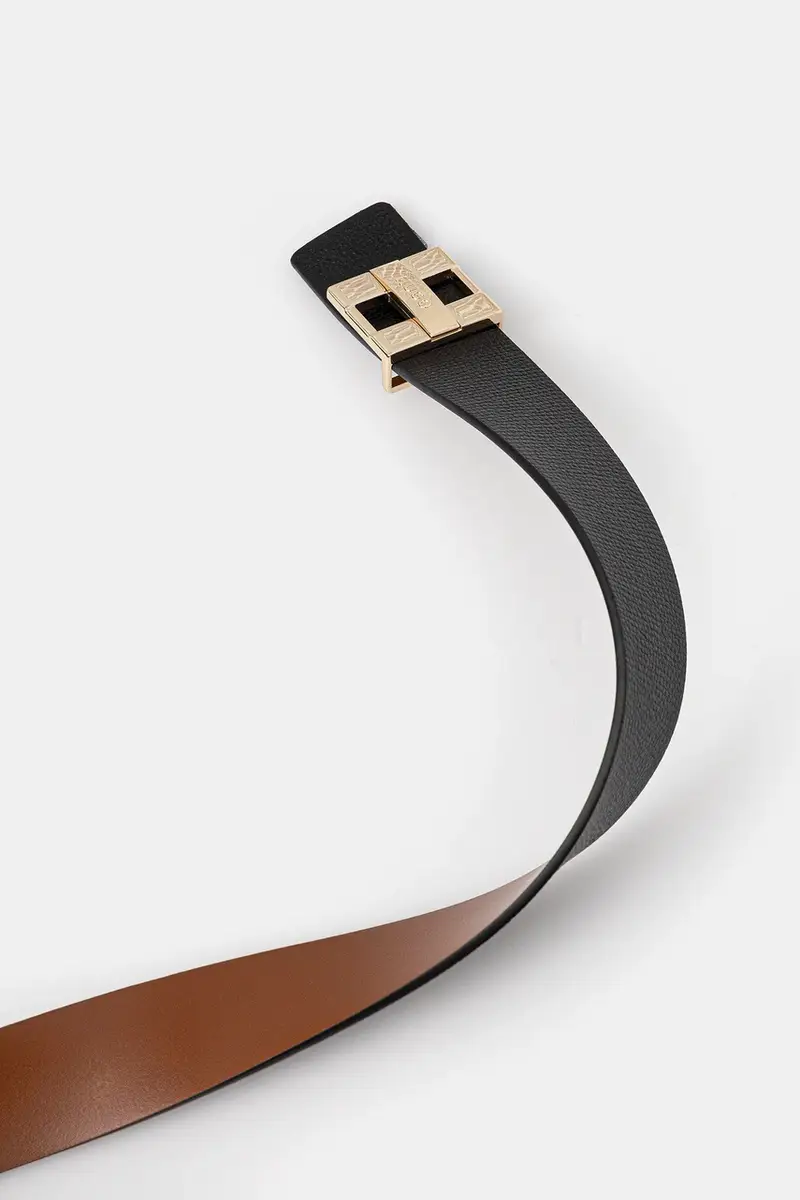 cintura in pelle bilaterale donna colore beige 50522681 Nero miniatura 2