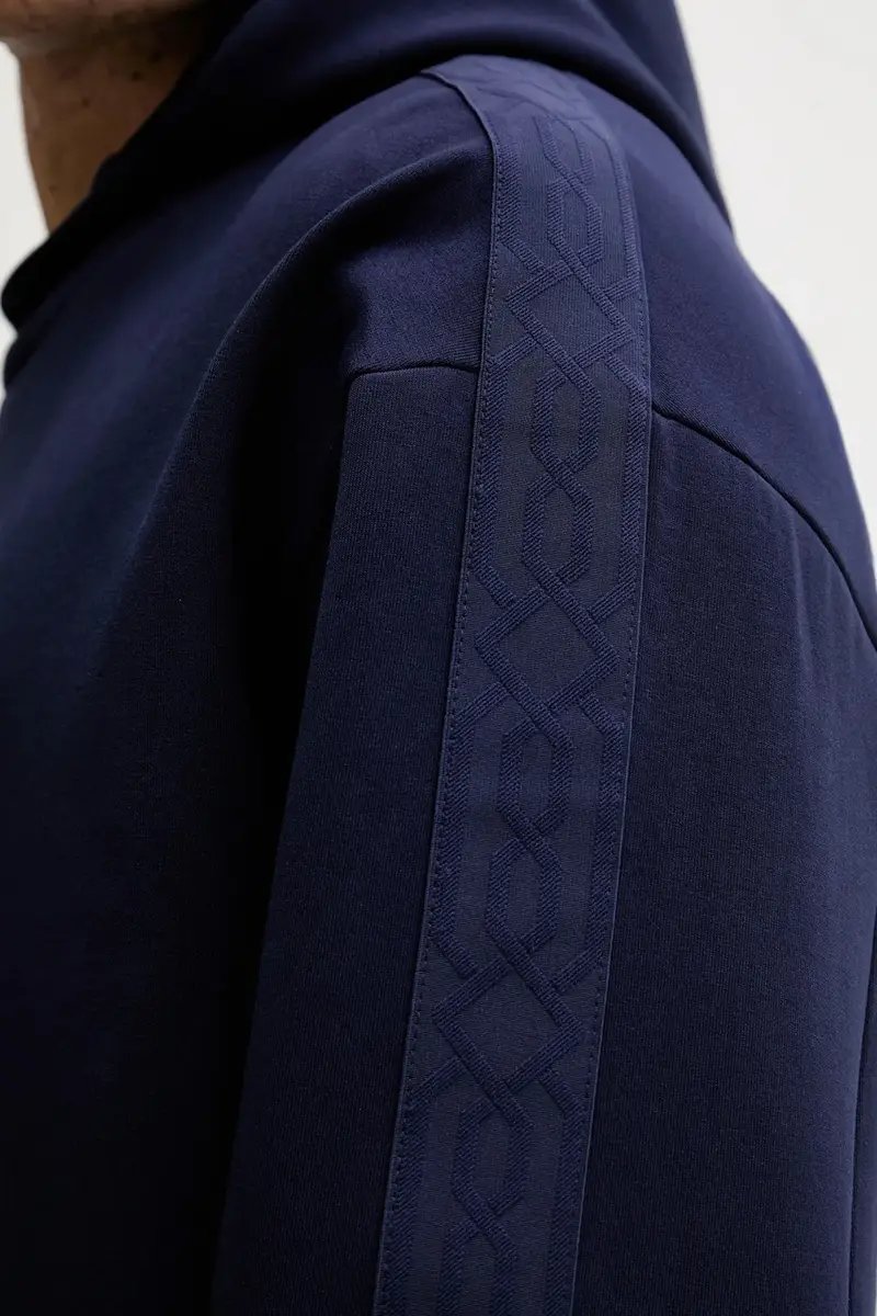 felpa Danovohood uomo colore blu navy con cappuccio con applicazione 50546400 miniatura 5