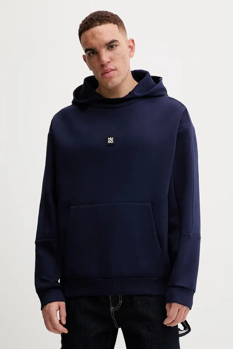 felpa Danovohood uomo colore blu navy con cappuccio con applicazione 50546400
