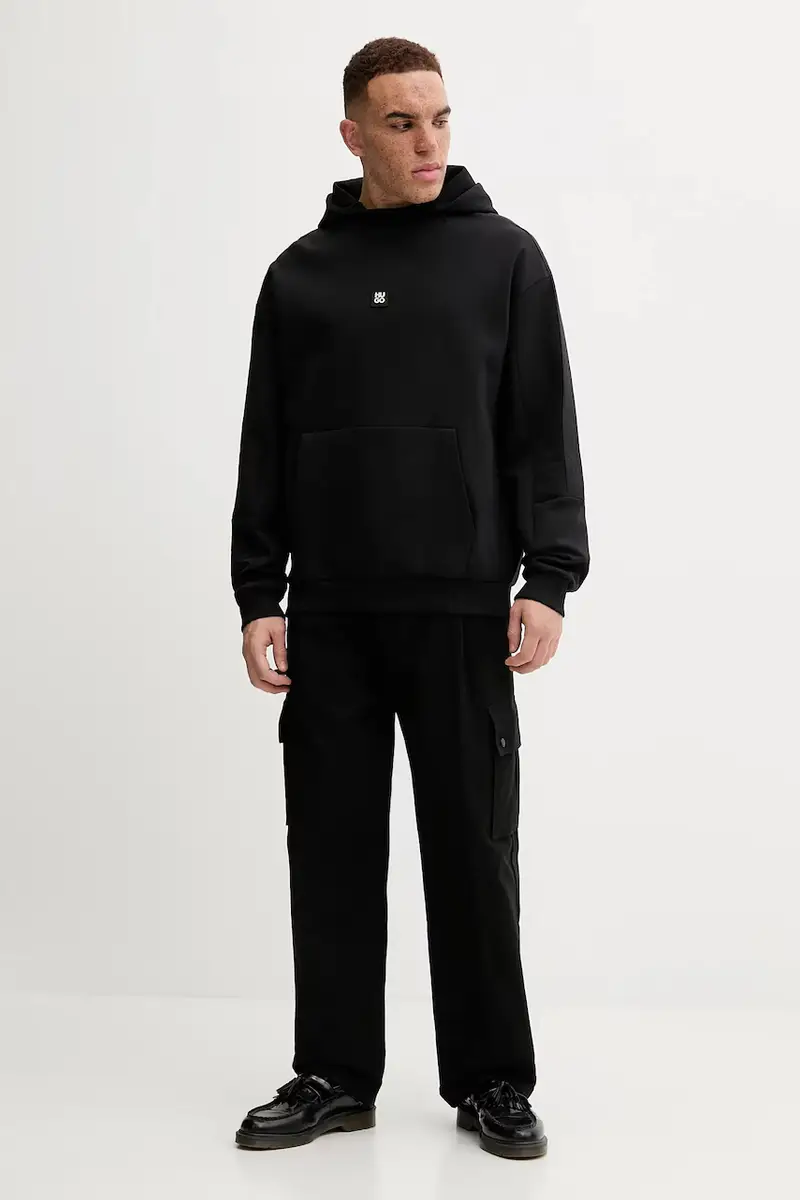 felpa Danovohood uomo colore nero con cappuccio con applicazione 50546400 miniatura 2