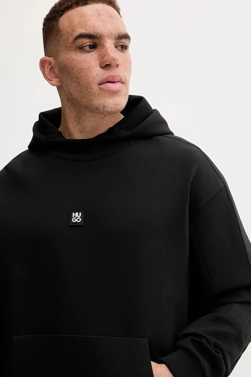 felpa Danovohood uomo colore nero con cappuccio con applicazione 50546400 miniatura 4