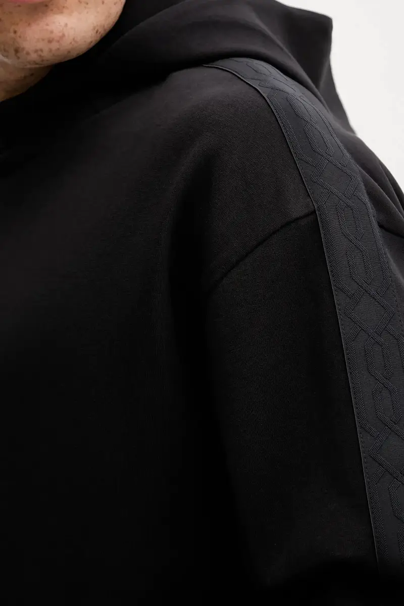 felpa Danovohood uomo colore nero con cappuccio con applicazione 50546400 miniatura 5