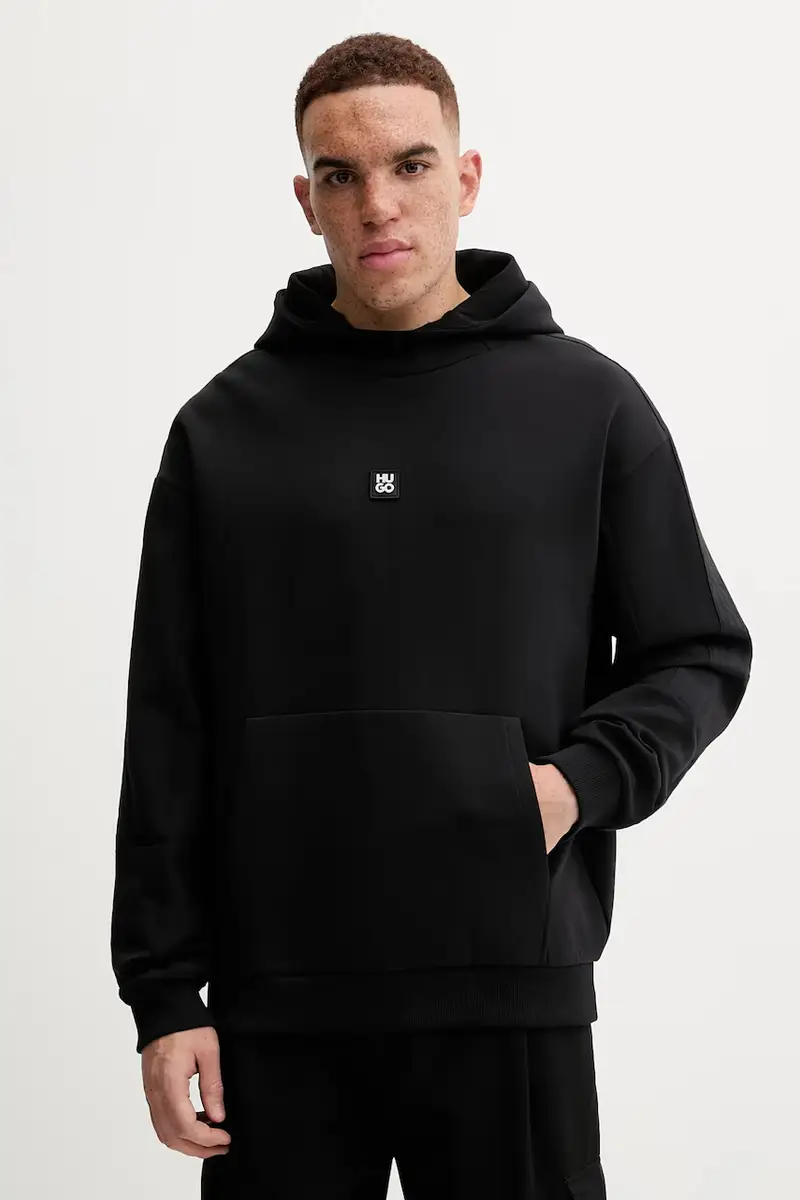 felpa Danovohood uomo colore nero con cappuccio con applicazione 50546400