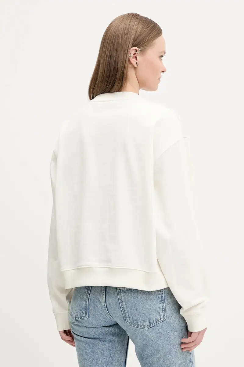 felpa donna colore beige con applicazione 50541169 miniatura 3