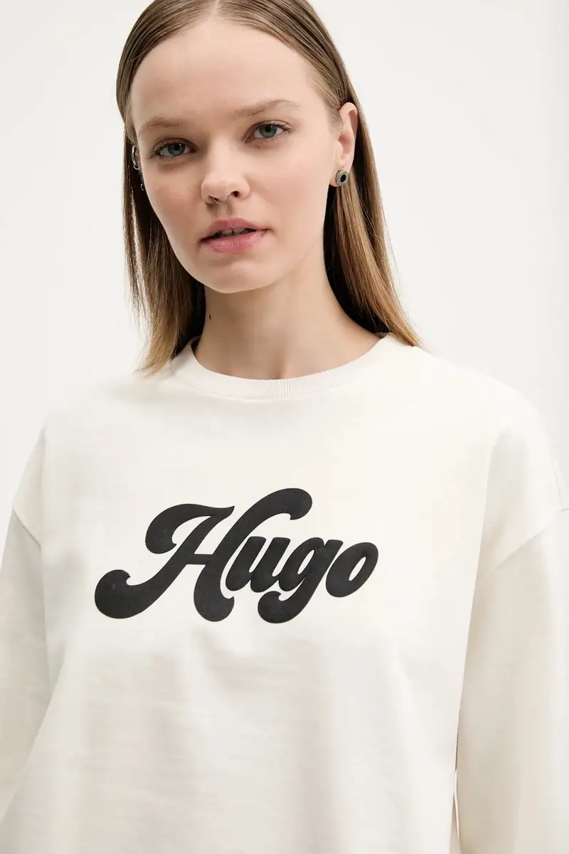 felpa donna colore beige con applicazione 50541169 miniatura 4