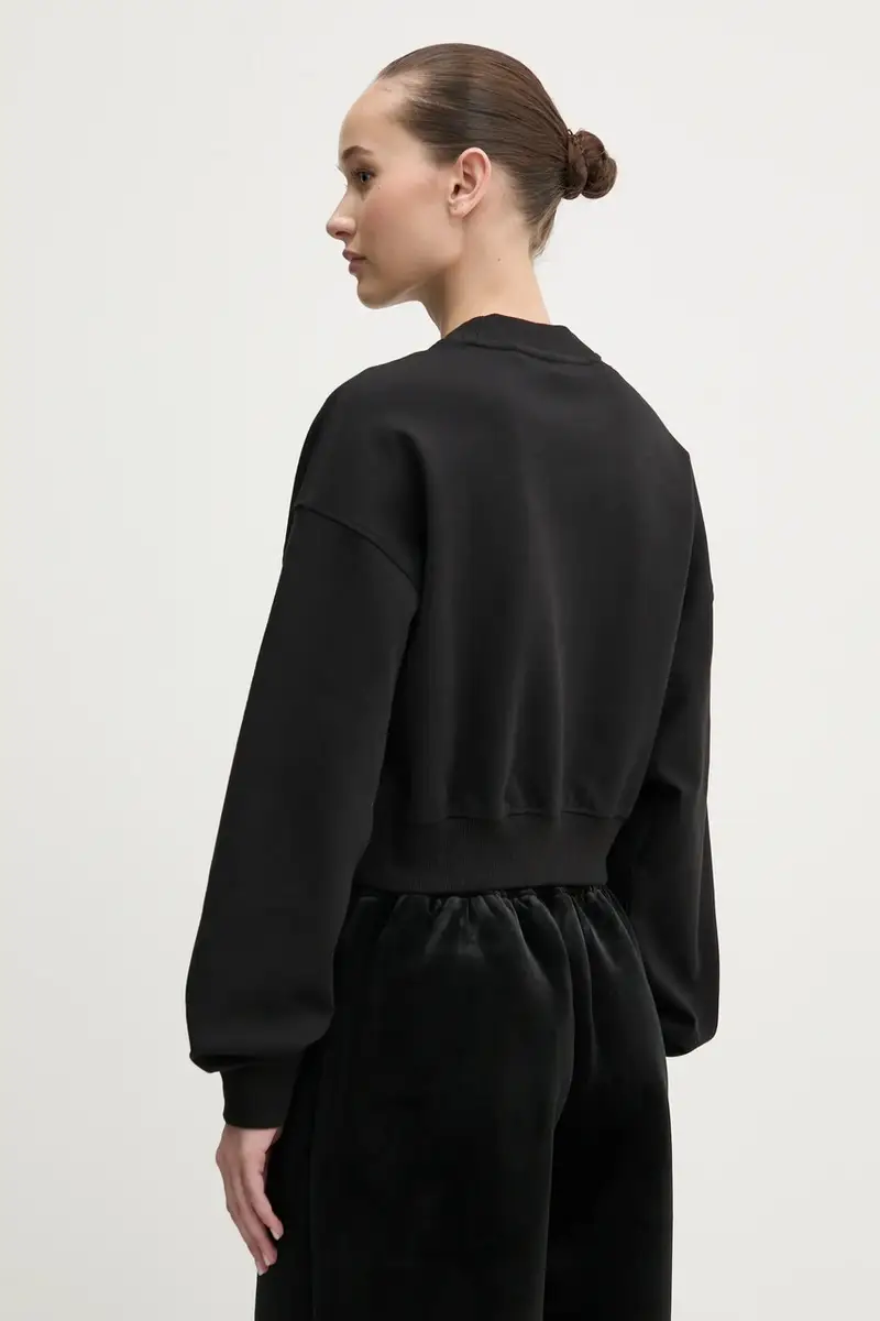 felpa donna colore nero con applicazione 50530446 miniatura 3