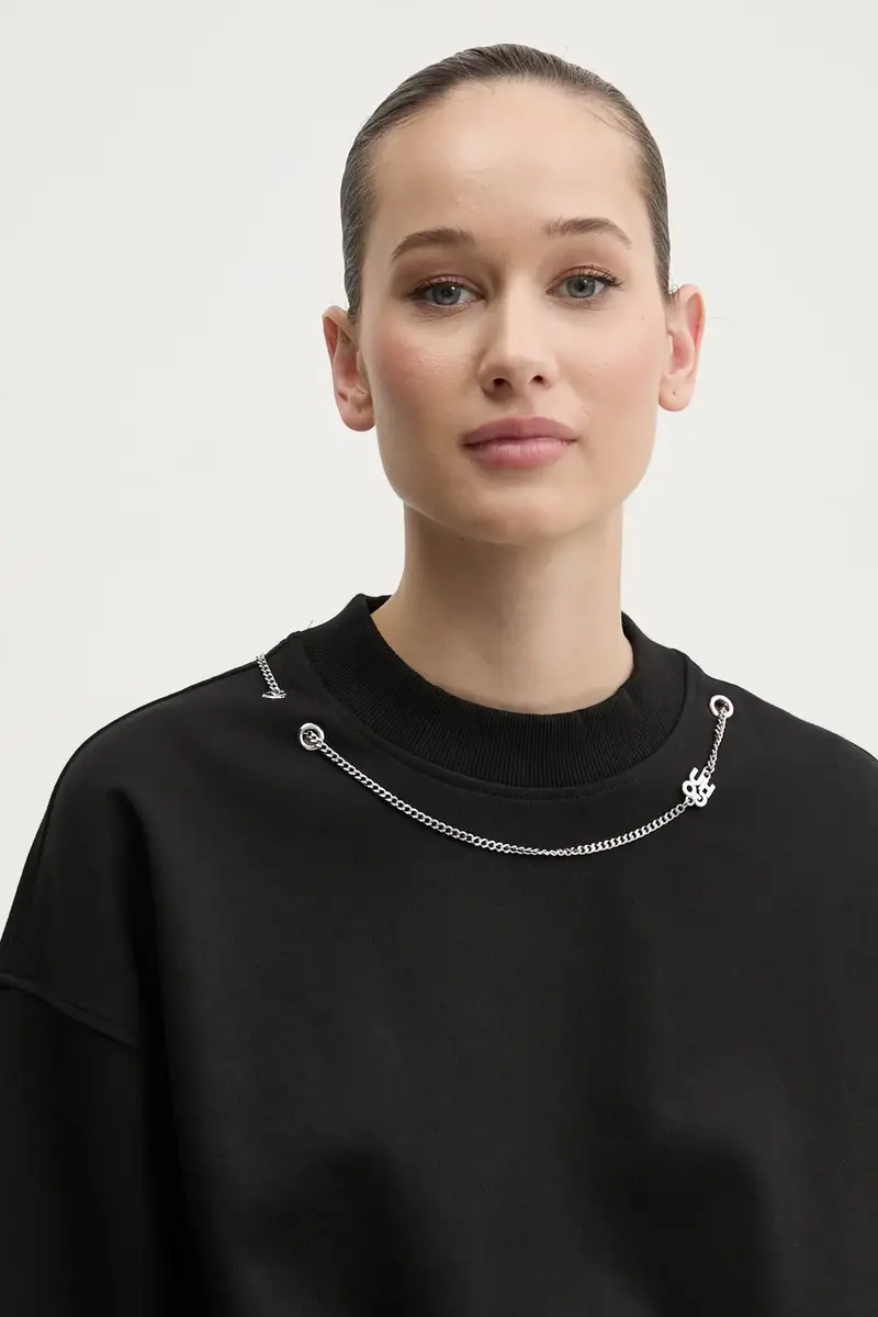 felpa donna colore nero con applicazione 50530446 miniatura 4