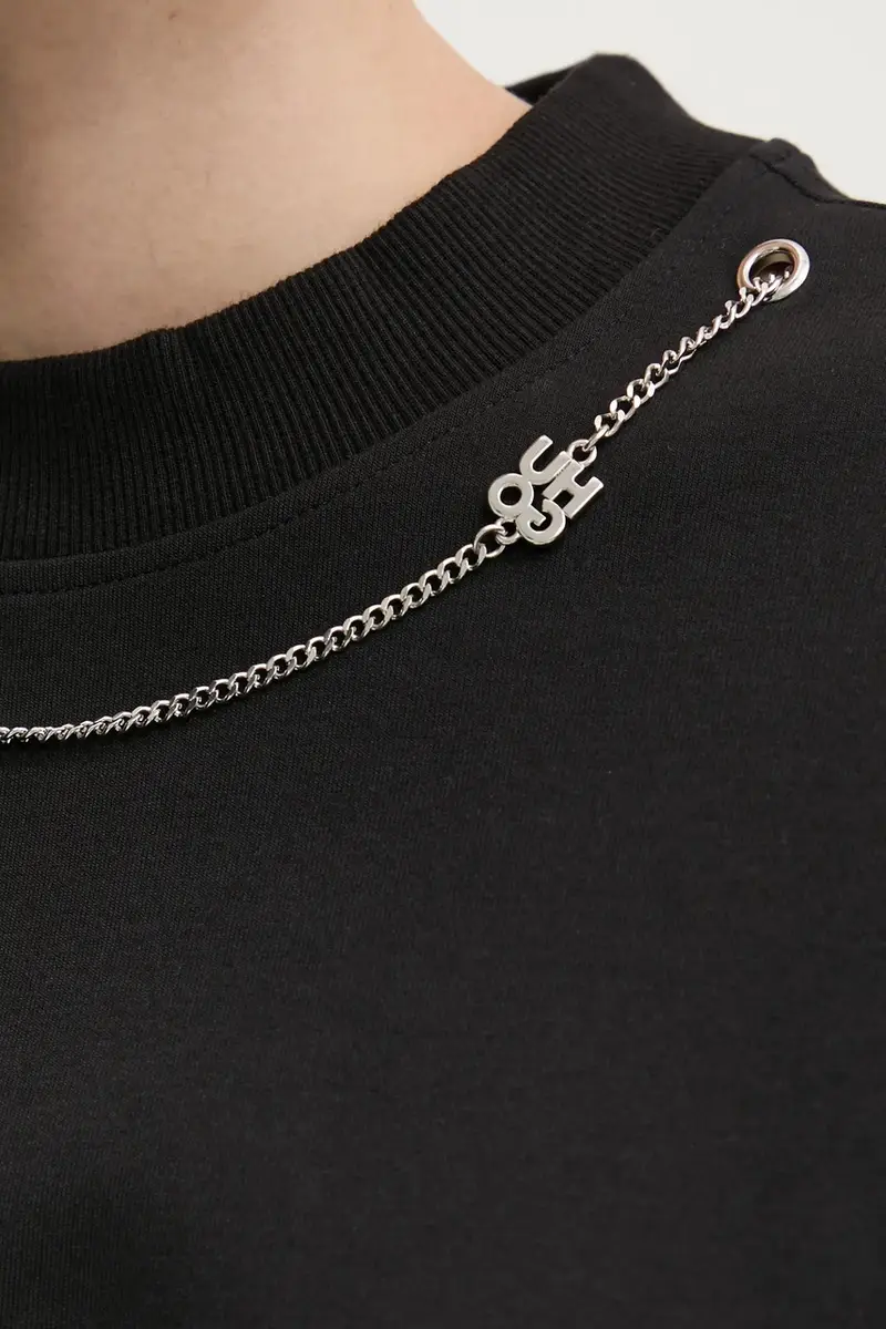 felpa donna colore nero con applicazione 50530446 miniatura 5