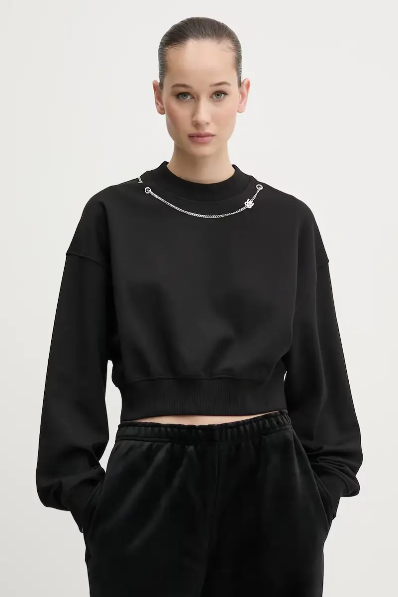 felpa donna colore nero con applicazione 50530446