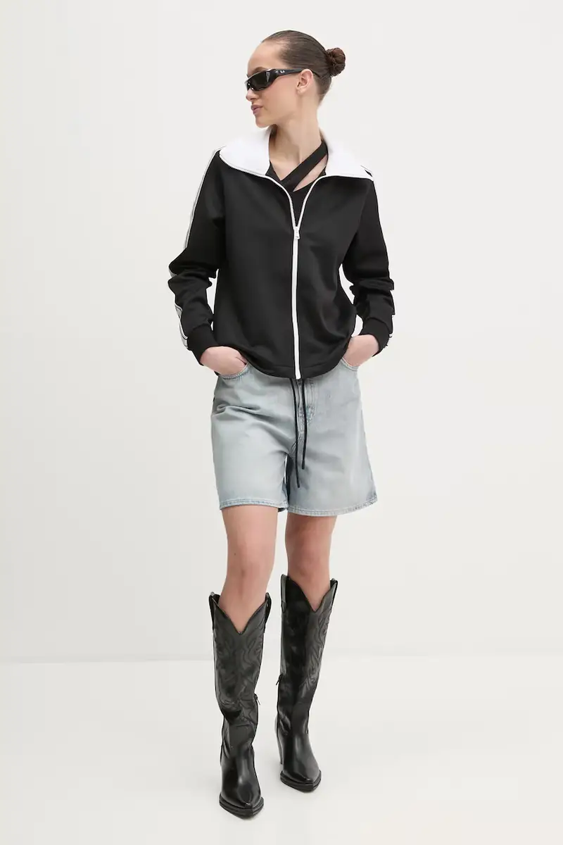 felpa donna colore nero con applicazione 50536920 miniatura 2