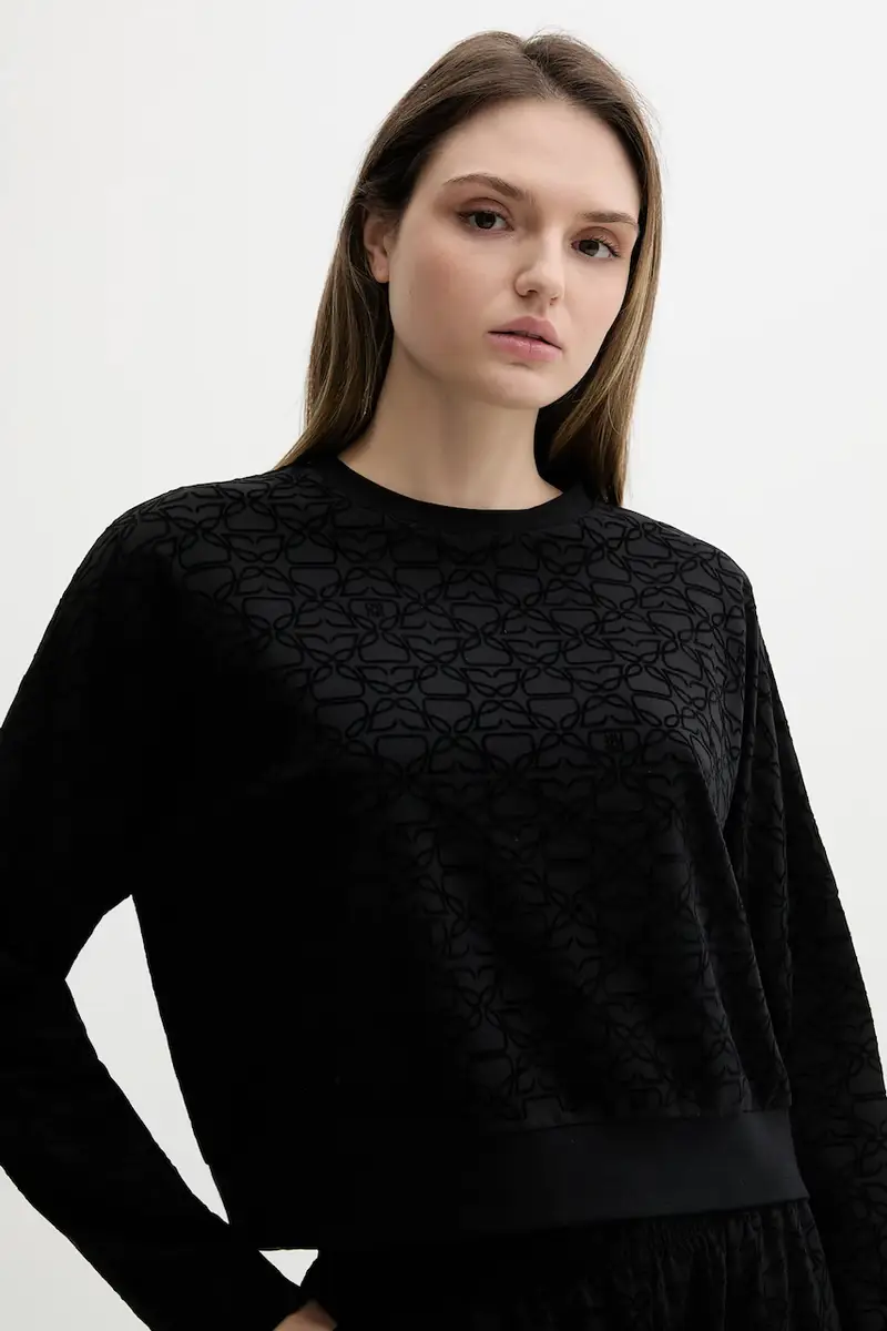 felpa donna colore nero con applicazione 50545210 miniatura 4