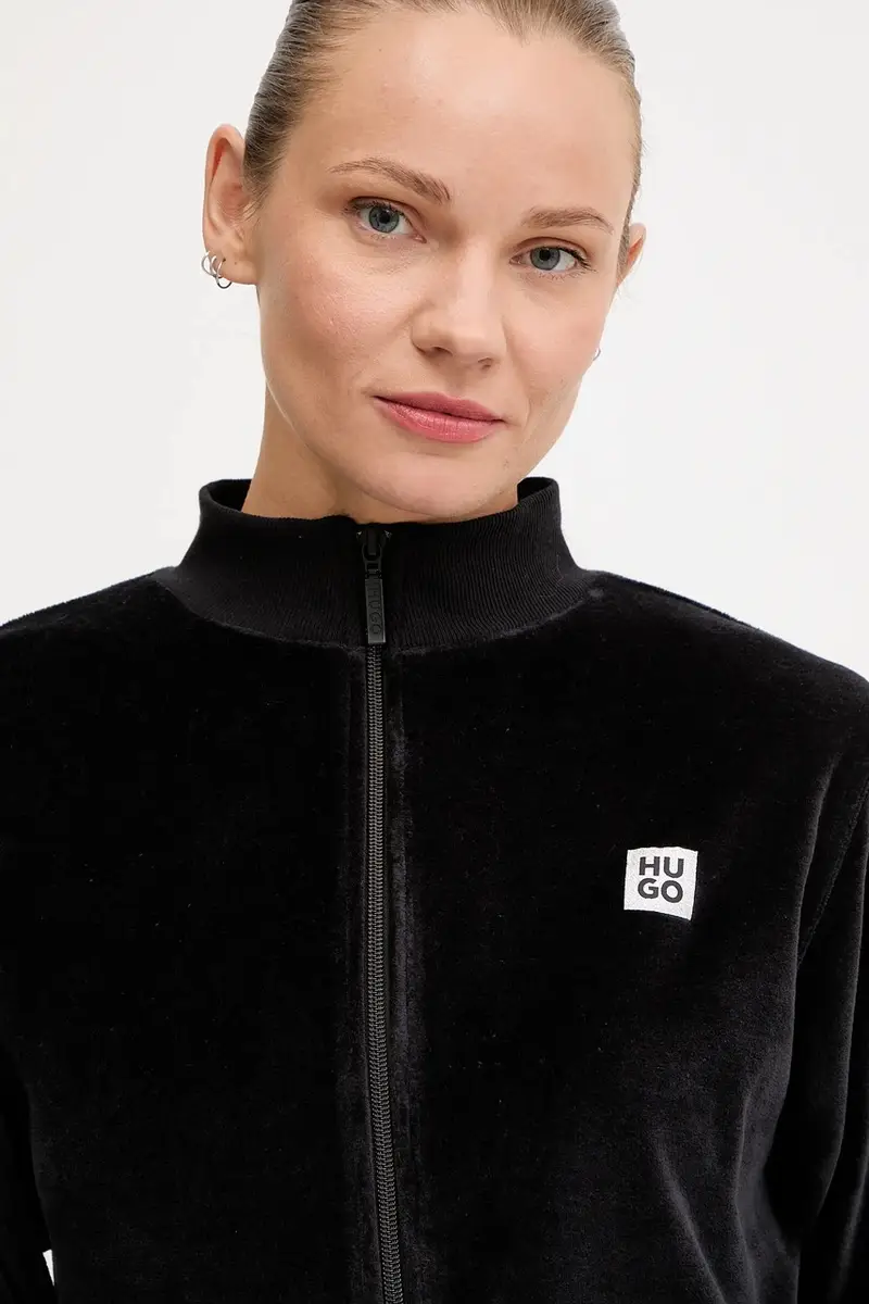 felpa donna colore nero con applicazione 50549796 miniatura 4