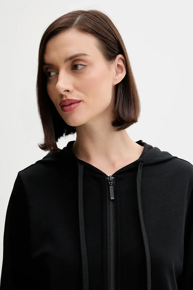 felpa donna colore nero con cappuccio miniatura 3