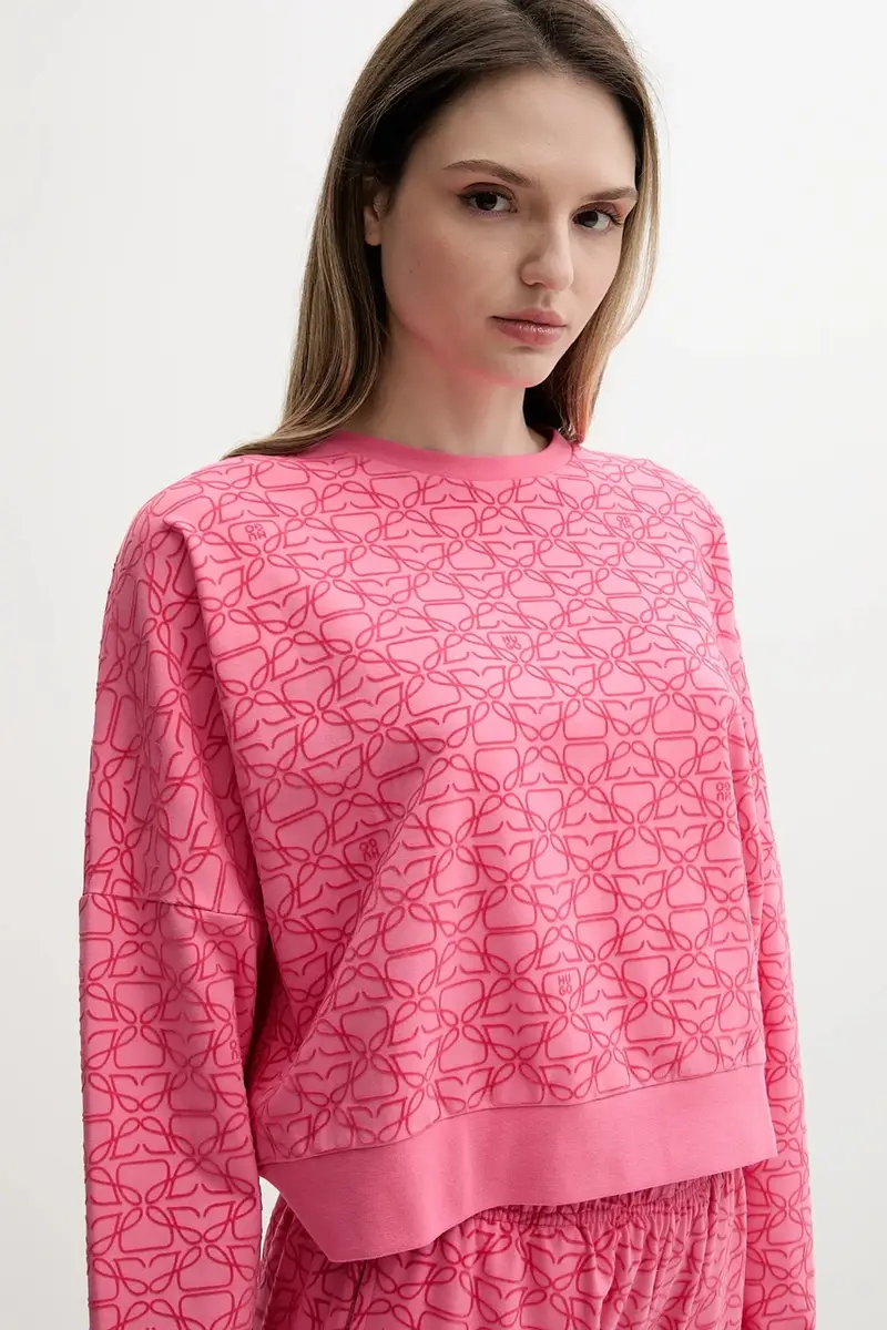 felpa donna colore rosa con applicazione 50545210 miniatura 4