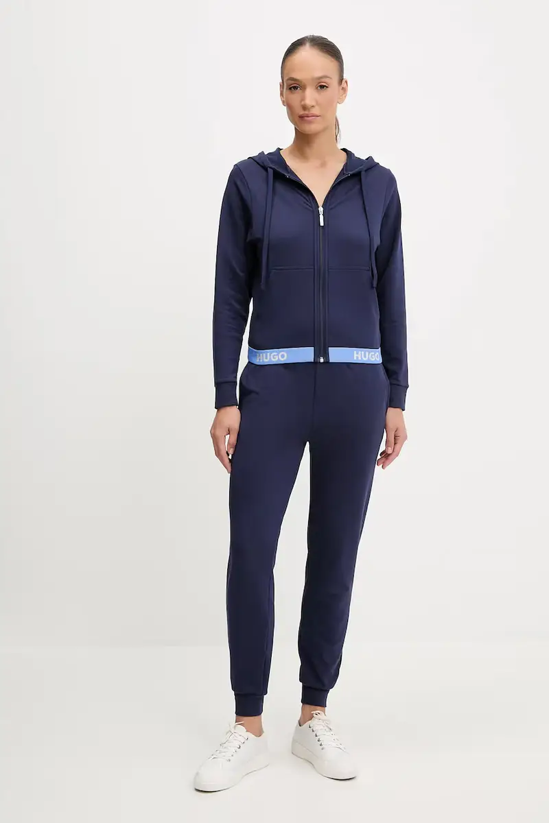 felpa donna colore rosa con cappuccio Blu navy miniatura 2