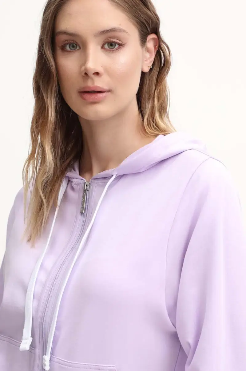 felpa donna colore violetto con cappuccio miniatura 3