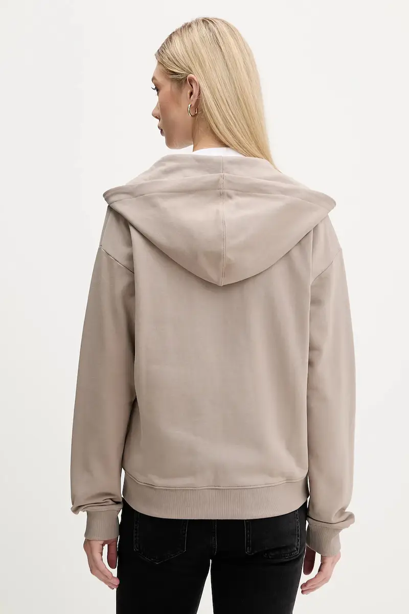 felpa in cotone donna colore beige con cappuccio 50535240 miniatura 3